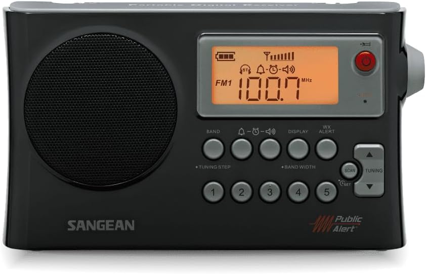 Sangean PR-D4W AM/FM Weather Alert Portable Radio with Bandwidth Narrowing AM Auto Tracking.