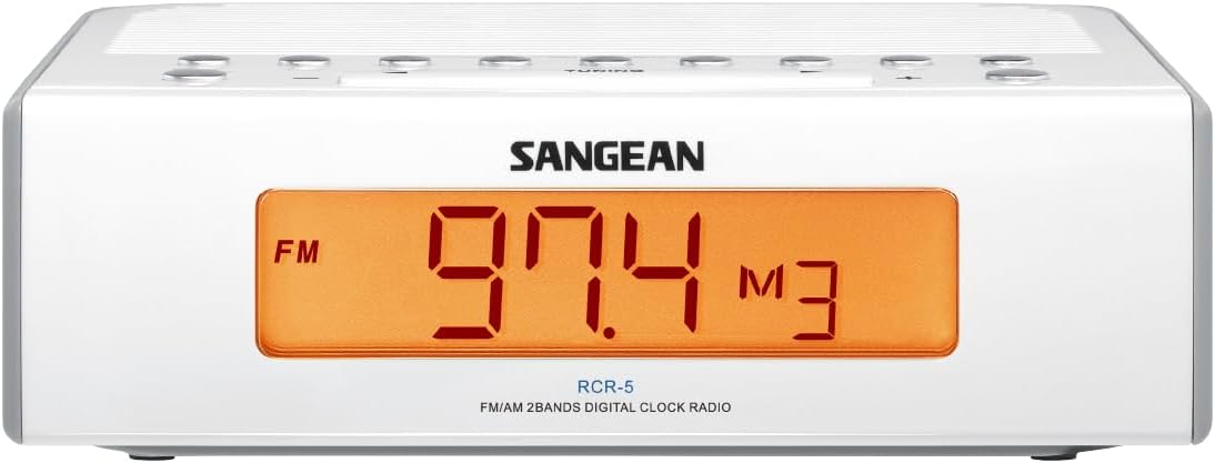 Sangean RCR-5 Digital AM/FM Alarm Clock Radio. (White)