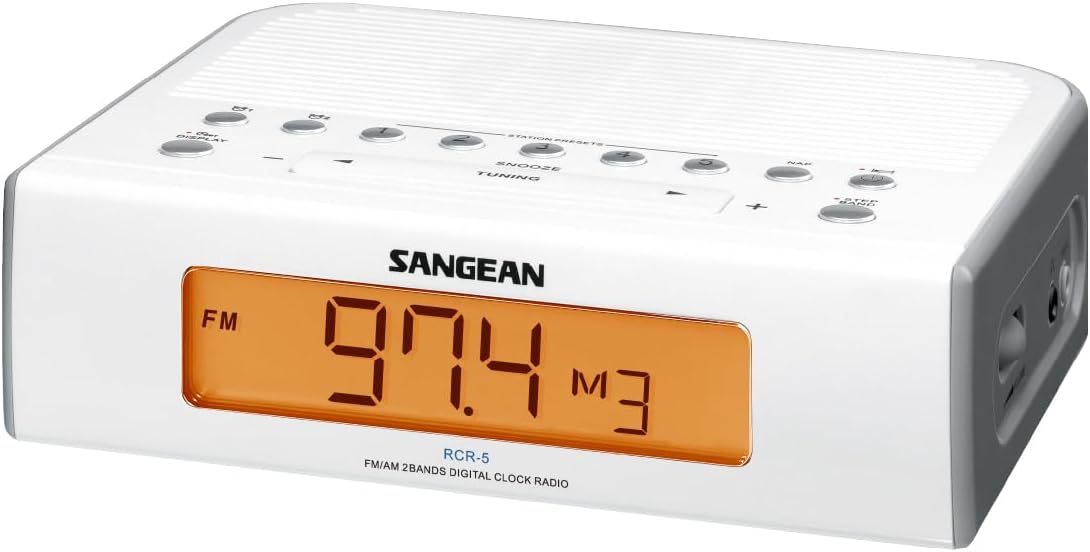 Sangean RCR-5 Digital AM/FM Alarm Clock Radio. (White)