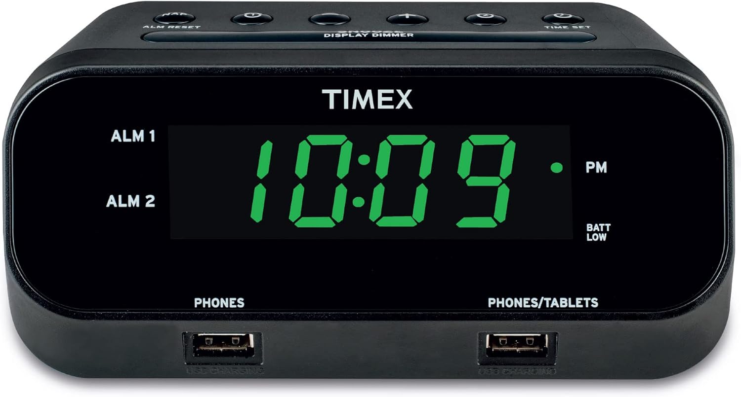 Timex Alarm Clock with USB Charging Station