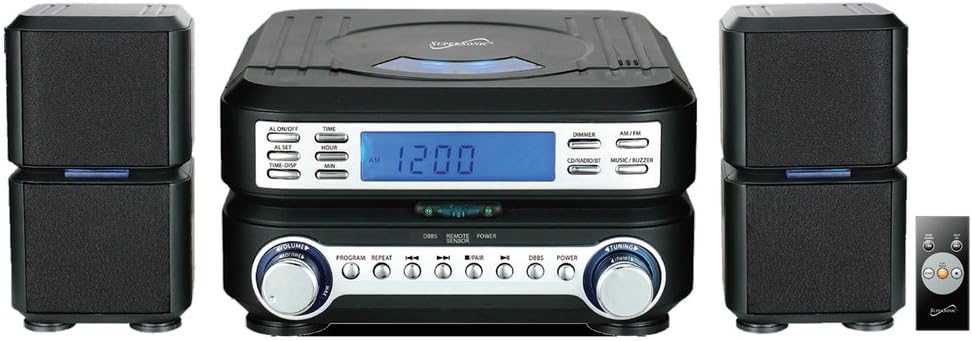 SuperSonic Portable Micro System with Bluetooth, CD Player, Aux Input &amp; AM/FM Radio, Bluetooth Micro Systems (Black)