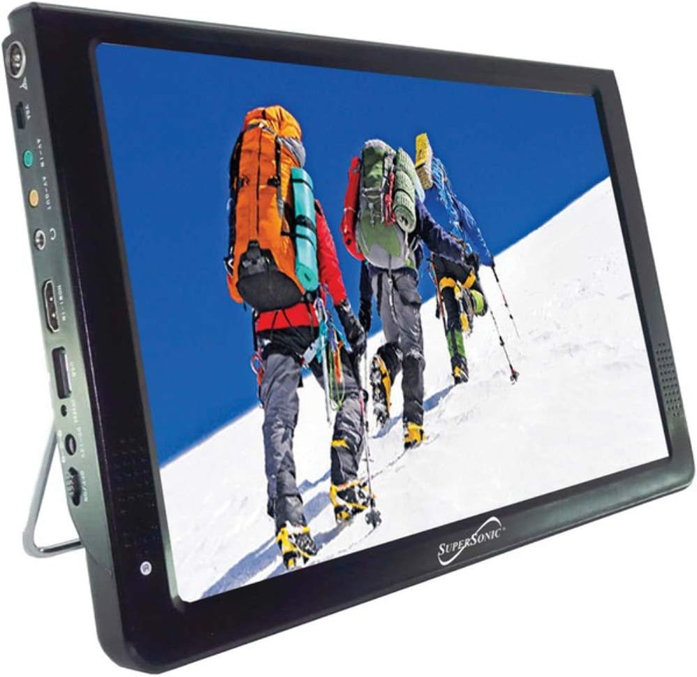 Supersonic Portable Widescreen LCD Display with Digital TV Tuner, USB/SD Inputs and AC/DC Compatible for RVs, 7-Inch (12-inch)