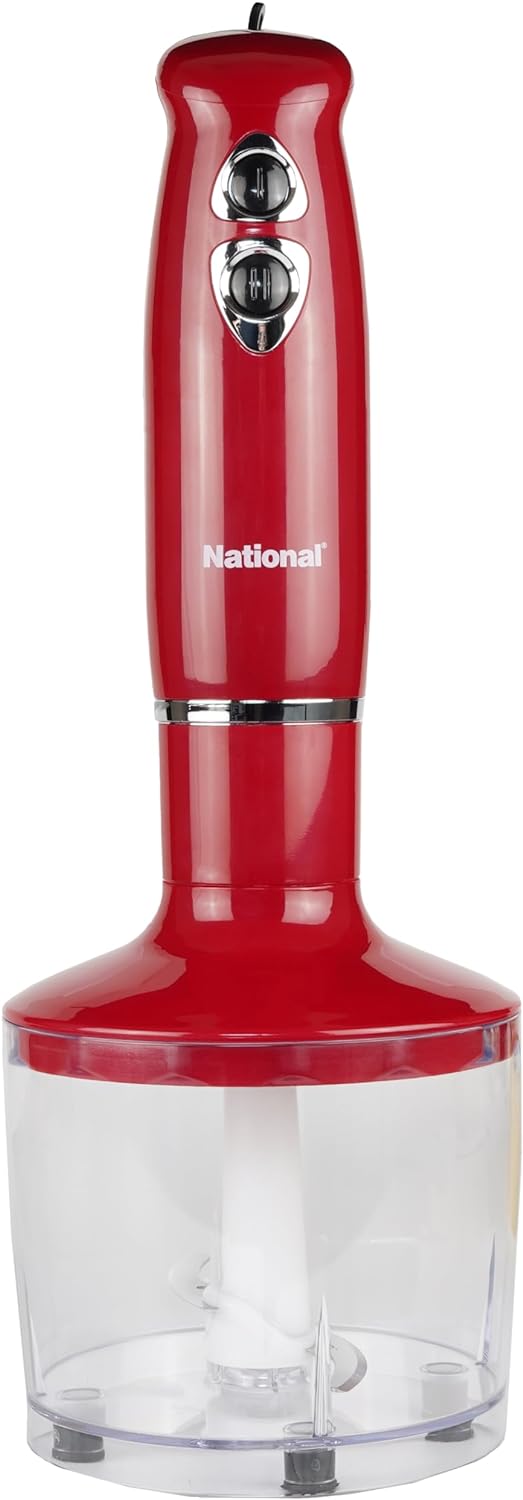 National NA-3104HB 4-in-1 Multi-Purpose Immersion Hand Blender Blend, (RED)