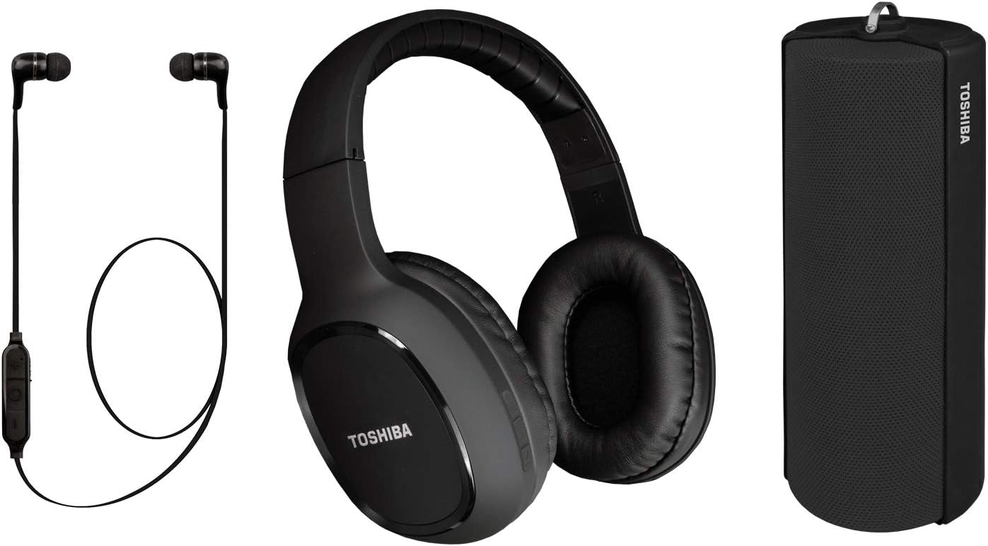 Toshiba Triple Pack Bundle Wireless Bluetooth Headphones, Earbuds & Speakers