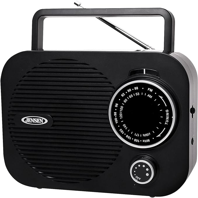 Jensen Radios, MR-550-BK Portable AM/FM Radio, Black