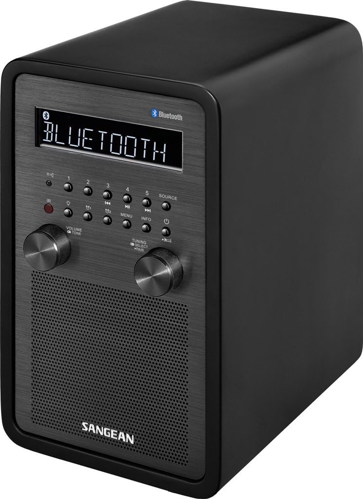 SANGEAN WR-50 AM/FM-RBDS/Bluetooth Wood Cabinet Table Top Radio Black