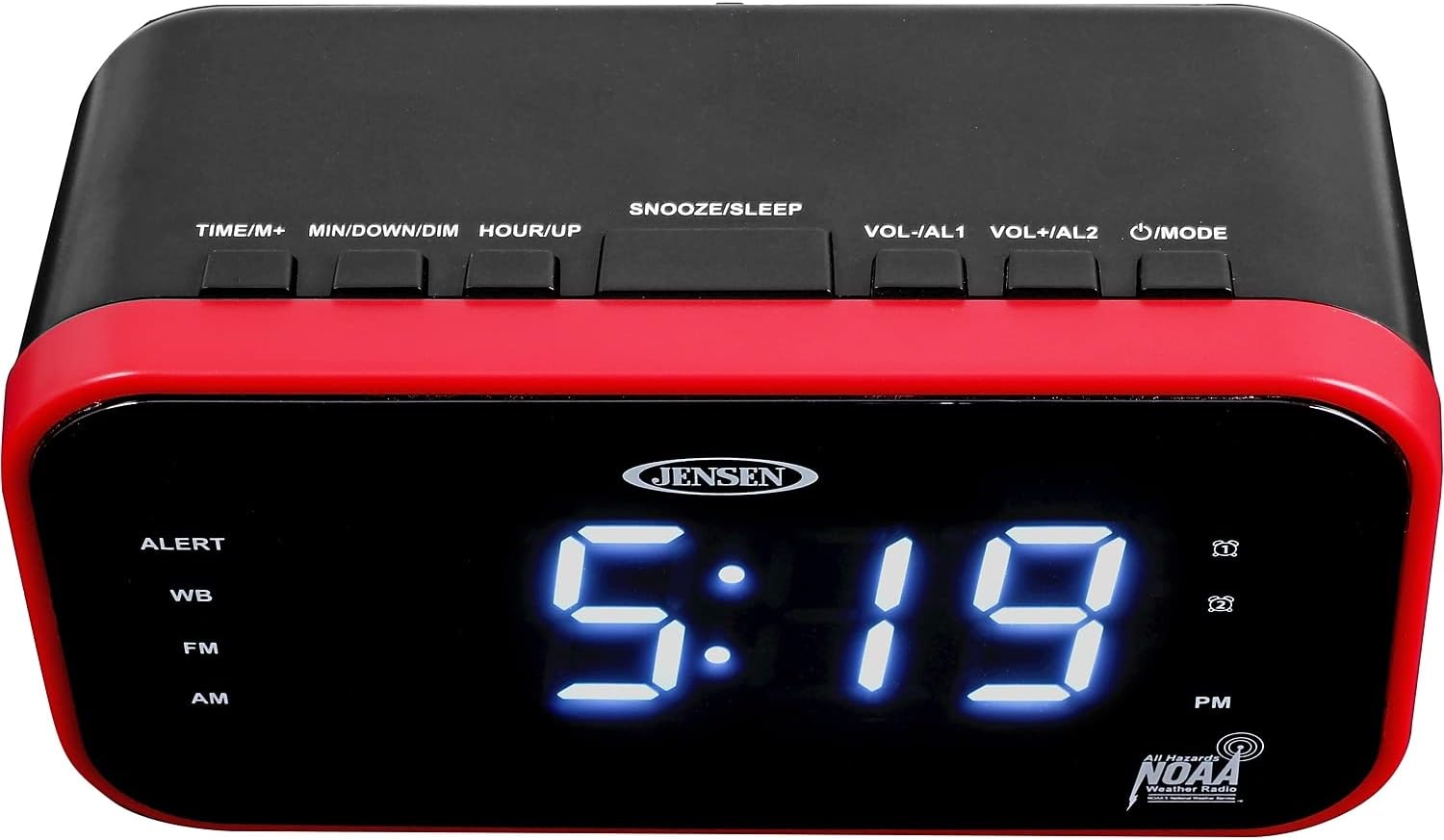 Jensen JEP-150 AM/FM Band Clock Radio with Weather Alert.