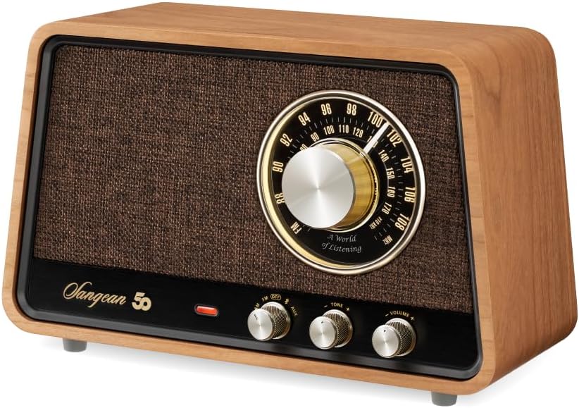 Sangean WR-55 AM/FM/Bluetooth/AUX Premium Analog Wooden Cabinet Radio 50th Anniversary Edition