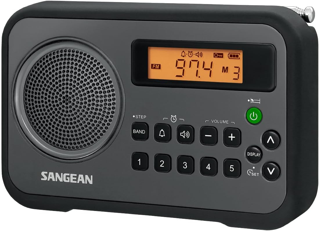 Sangean PR-D18BK AM/FM/Portable Digital Radio with Protective Bumper (Gray/Black) Black/ Grey.