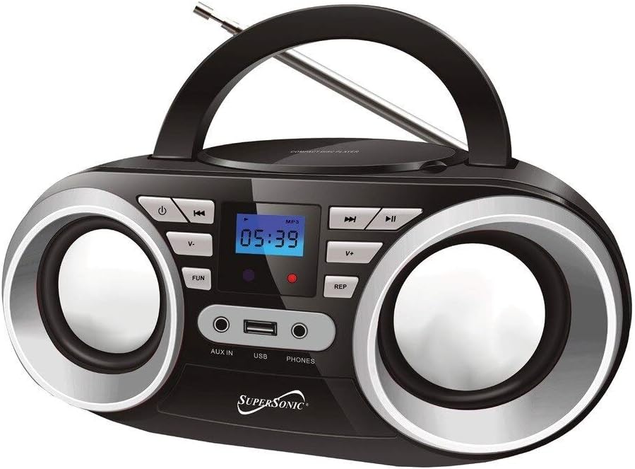 Supersonic SC-506 Bluetooth Portable Boombox 2" Display