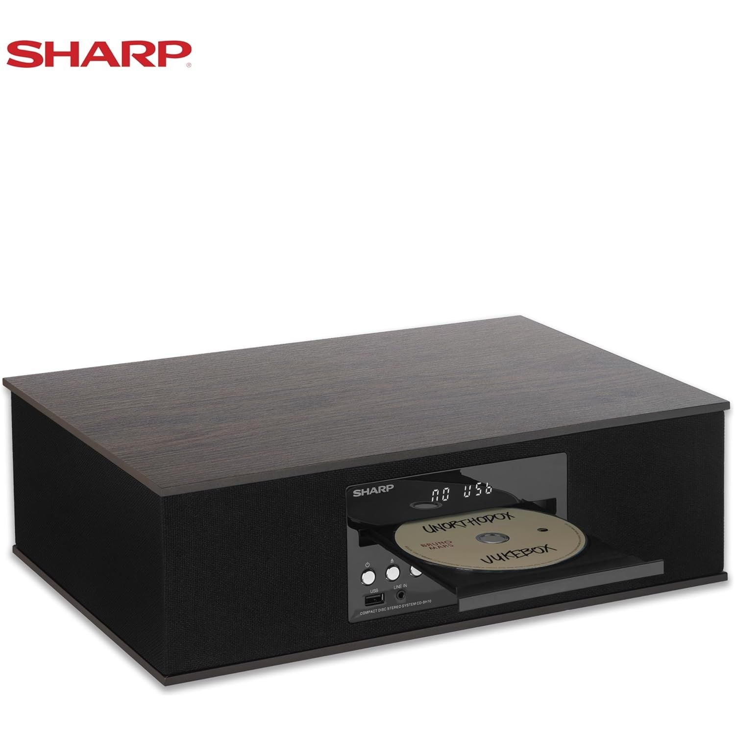 Sharp CD-BH10 Retro Bluetooth CD Player & Wood Speaker System with USB ...
