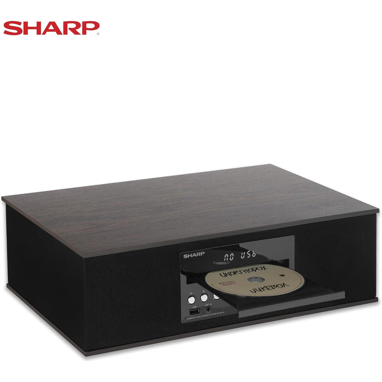 Sharp CD-BH10 Retro Bluetooth CD Player & Wood Speaker System with USB ...