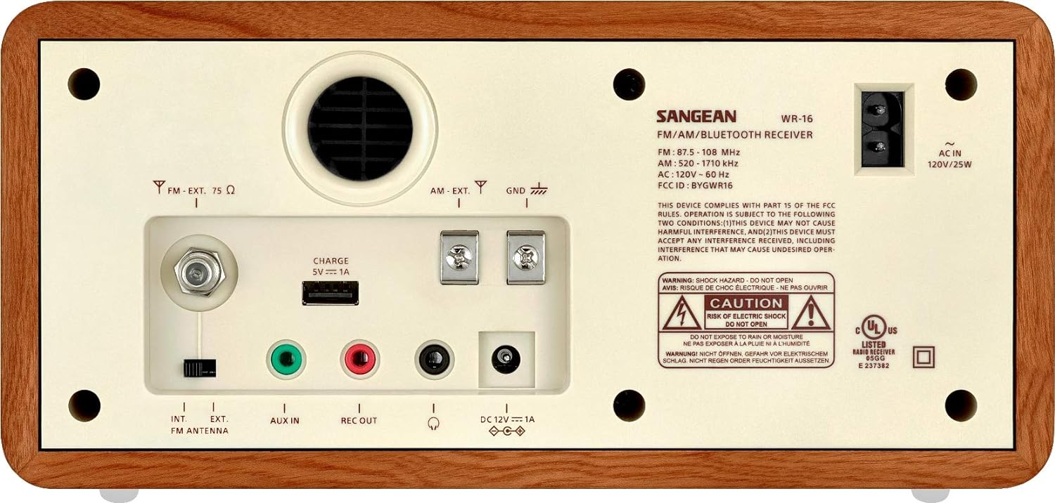 Sangean WR-16 AM/FM/Bluetooth/USB Phone Charging Wooden Cabinet Radio.