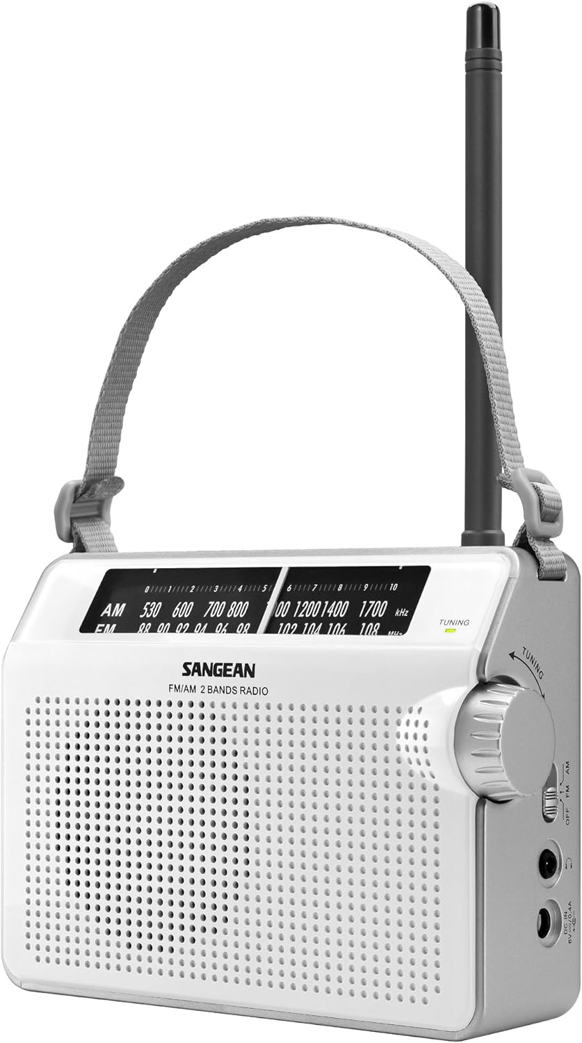 Sangean PR-D6WH AM/FM Compact Analog Portable Radio   White.