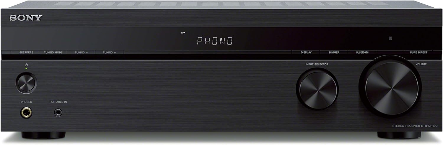 Sony STRDH190 2-Channal Home Stereo Receiver with Phono Inputs & Bluetooth Black