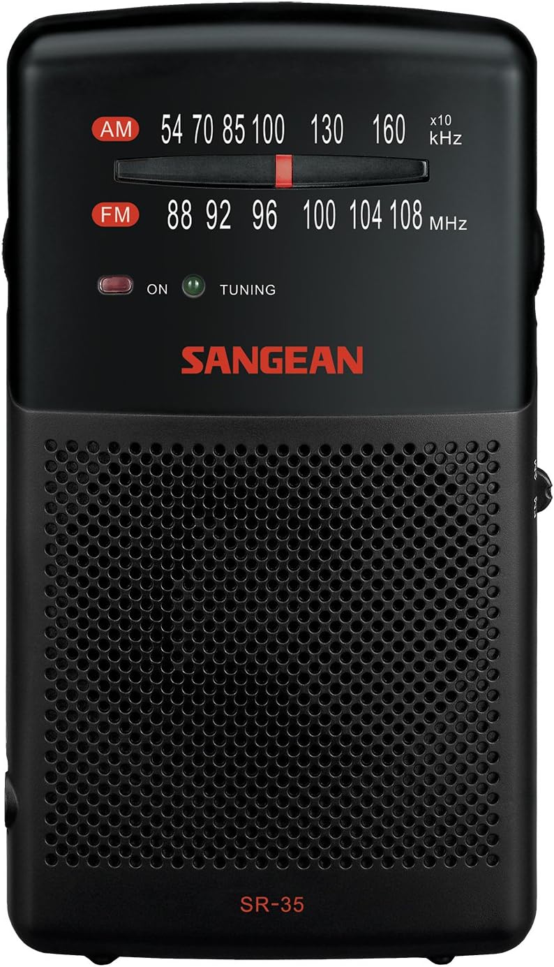 Sangean SR-35 AM/FM Pocket Analog Radio, Black