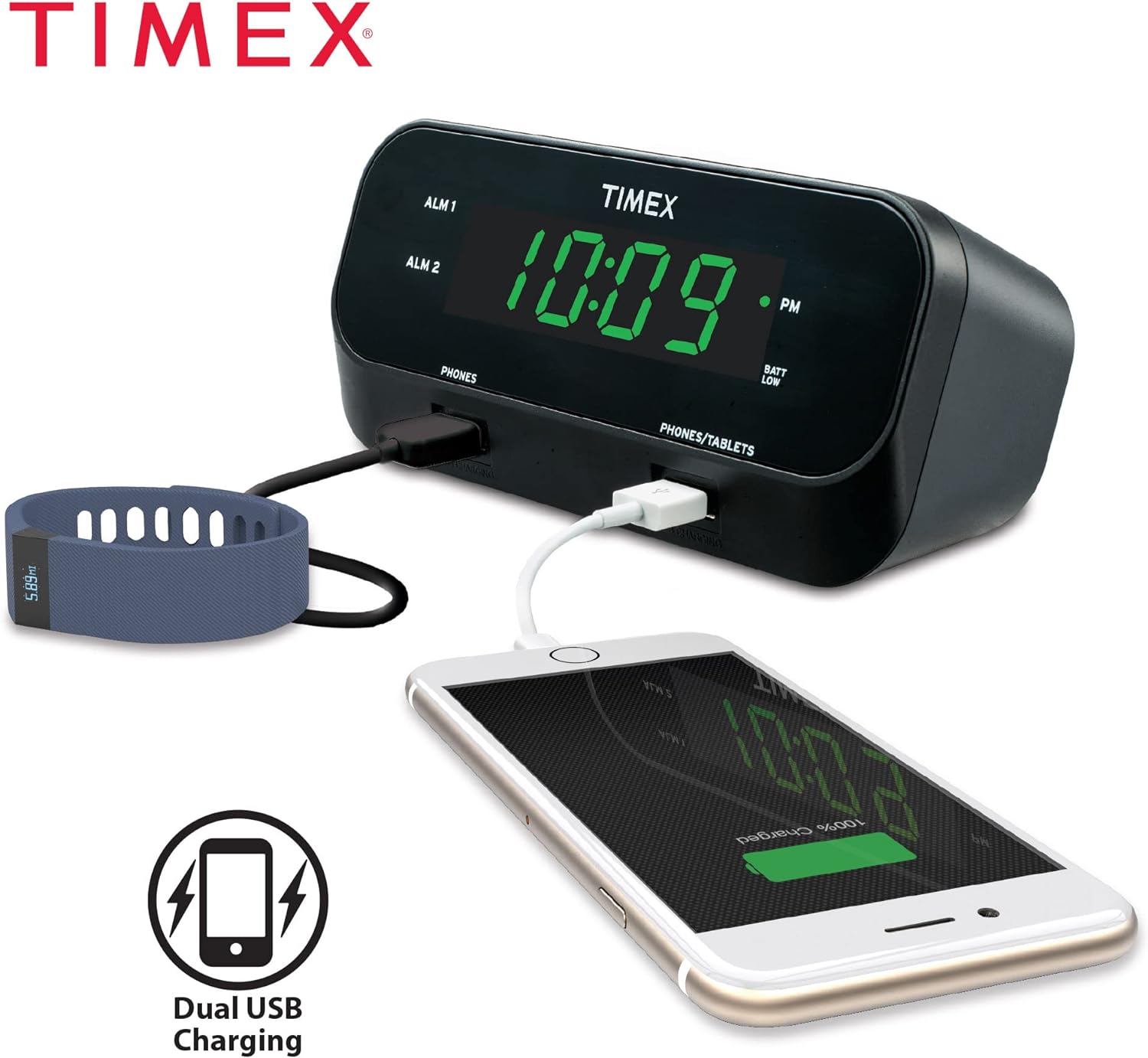 Timex Alarm Clock with USB Charging Station