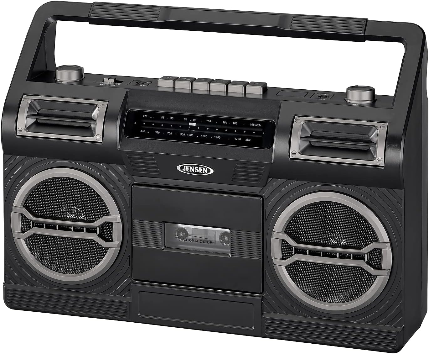 Jensen MCR-500 Portable AM/FM Radio Cassette Recorder/Player, Black