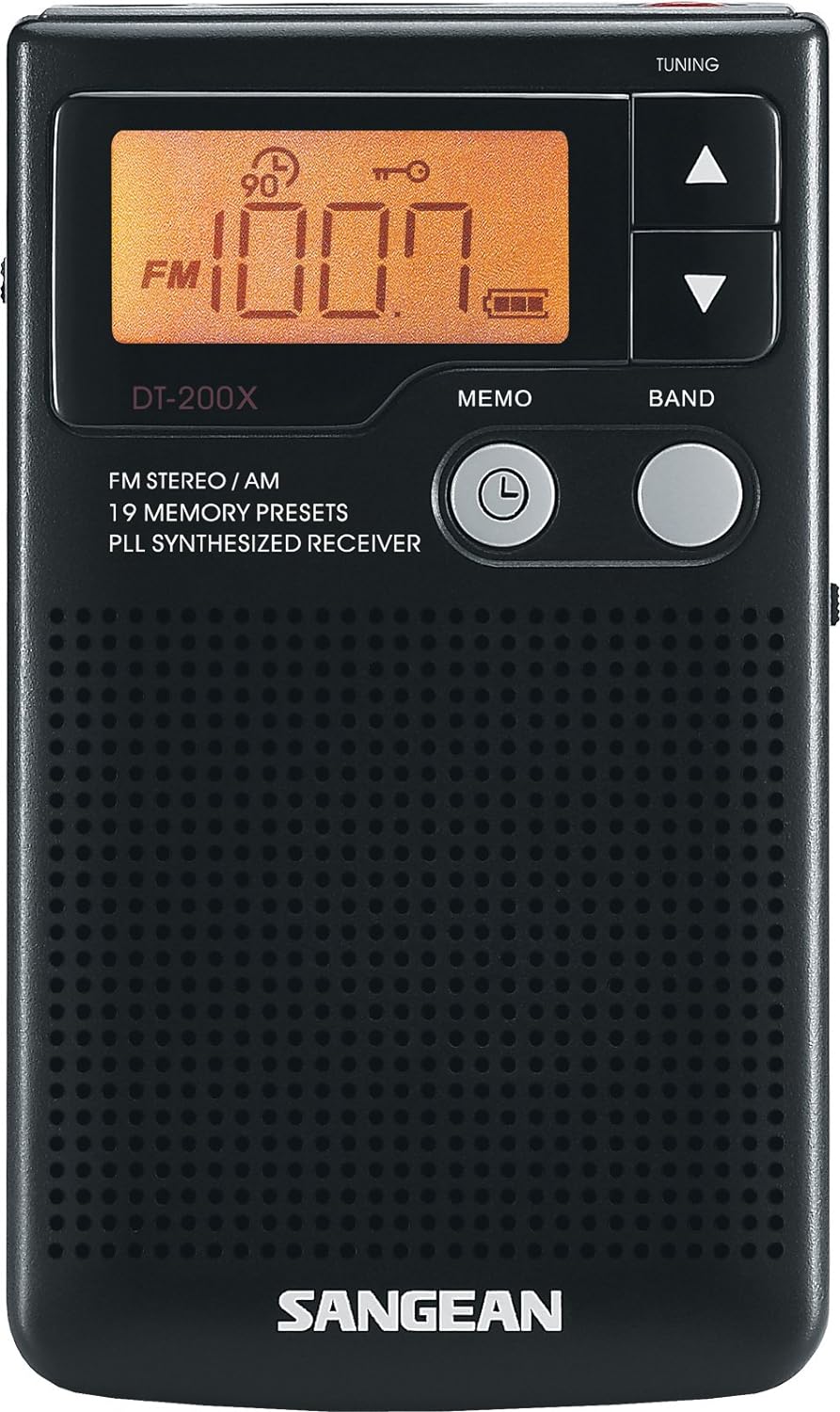 Sangean DT-200X FM-Stereo/AM Digital Tuning Pocket Radio Black.