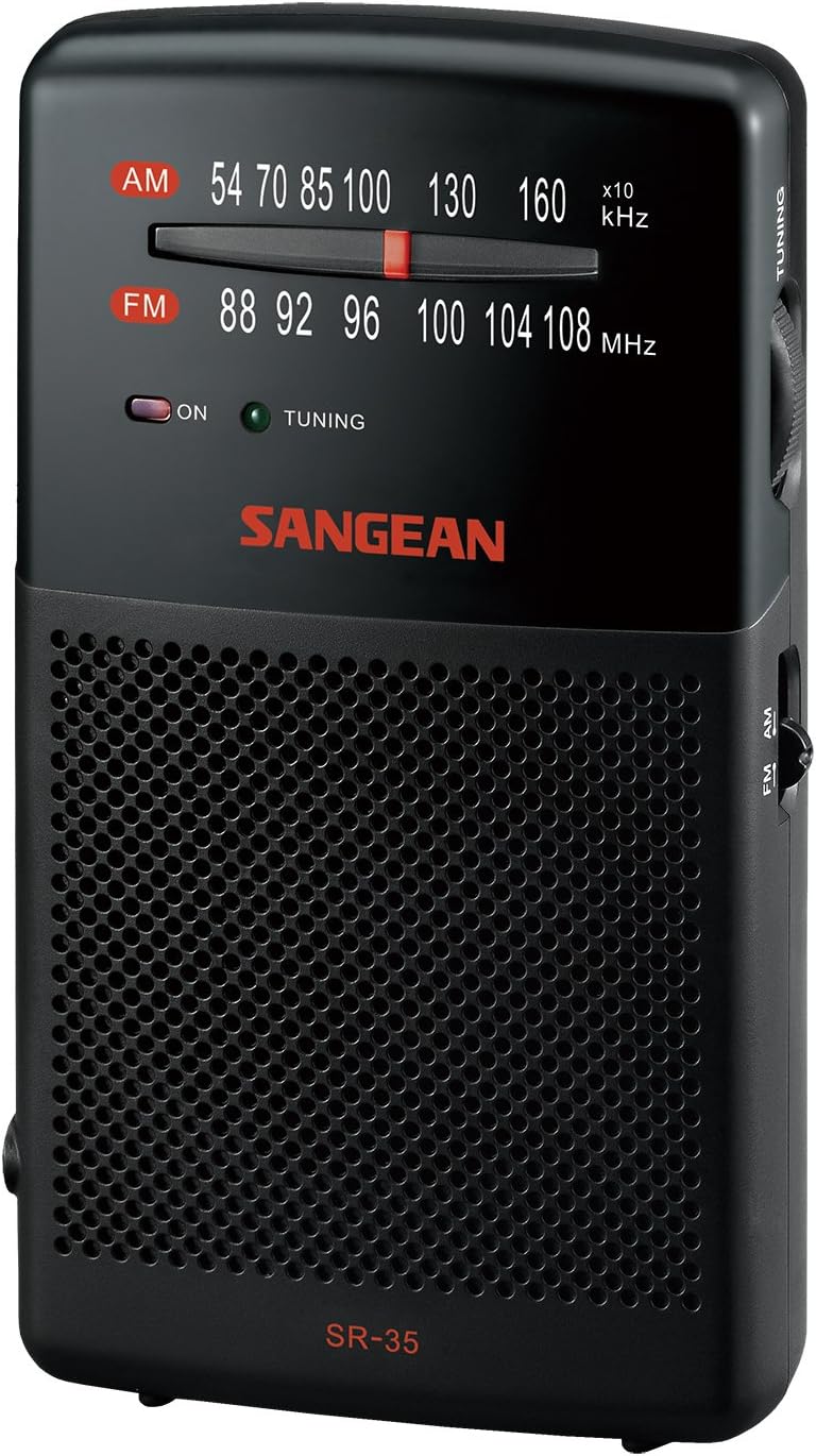 Sangean SR-35 AM/FM Pocket Analog Radio, Black