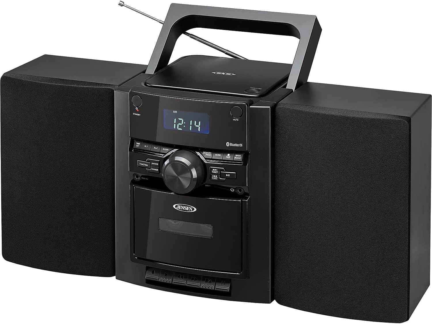 JENSEN Portable Bluetooth Stereo, CD Player Music System with Cassette and Digital AM/FM