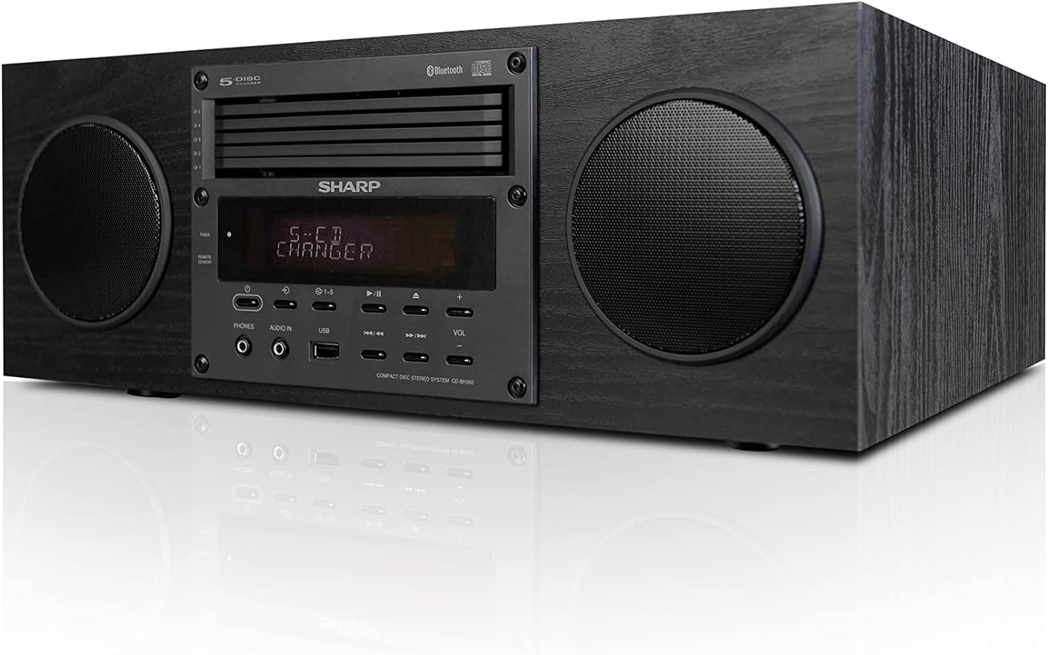 Sharp CD-BH350 Micro Audio Component System with 5 CD Changer, Bluetooth, FM Radio & USB Playback