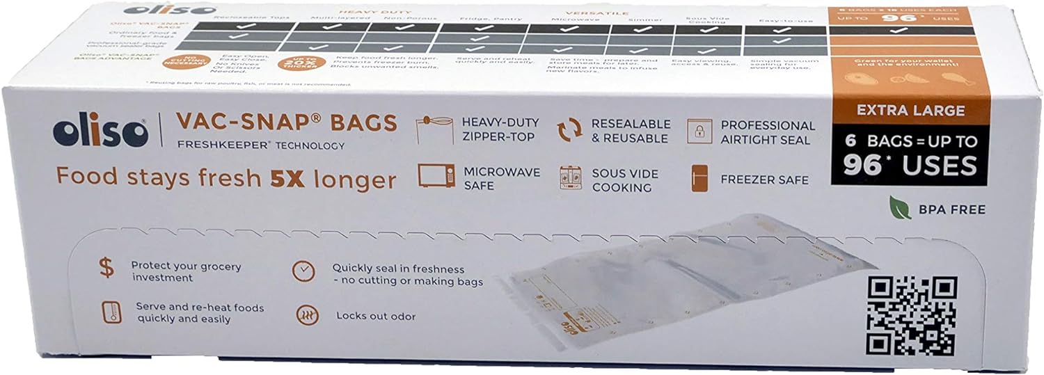 Oliso Pro VAC-SNAP Food Storage Bags for Oliso Vacuum Sealers (Jumbo)