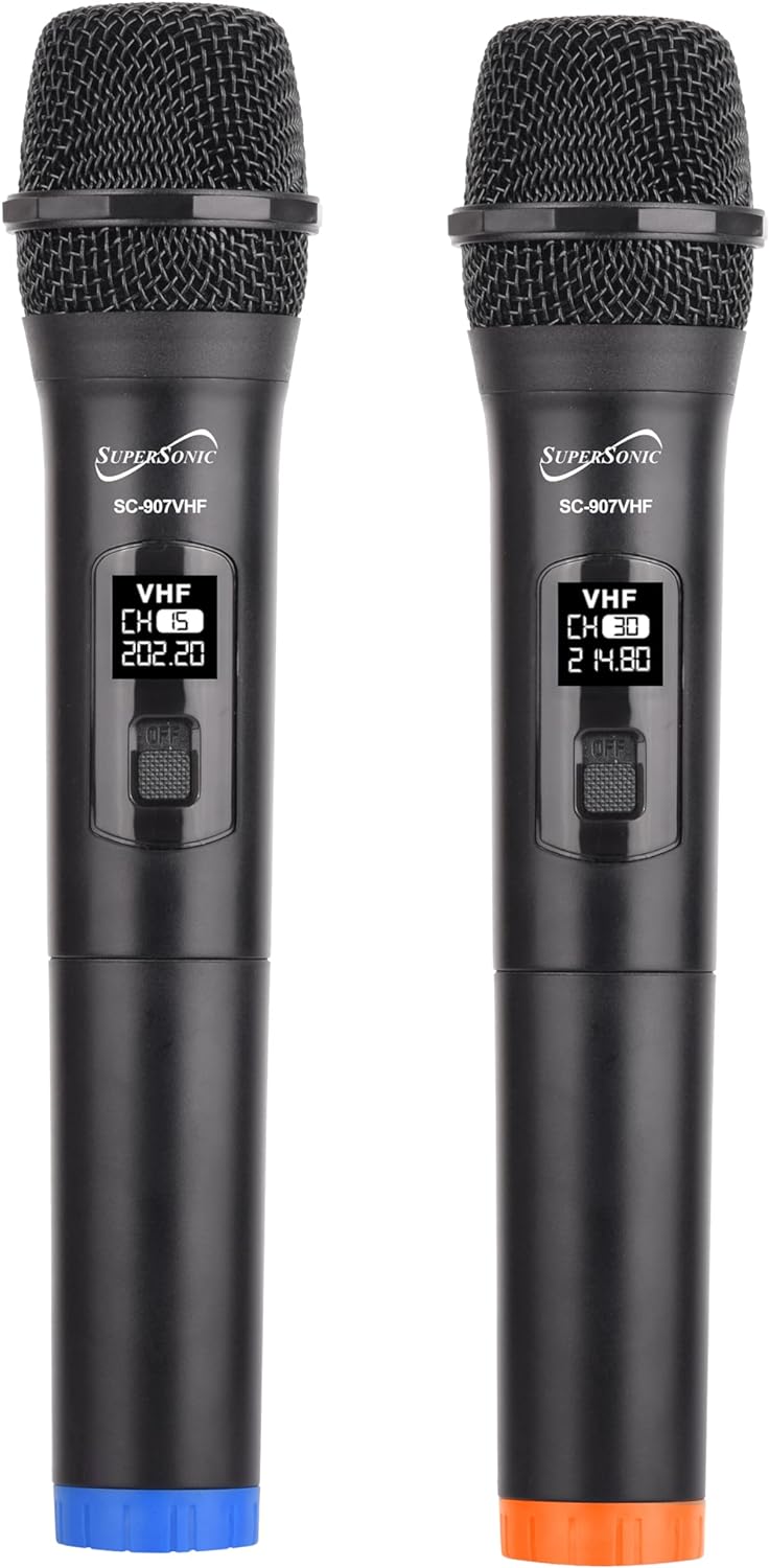 Supersonic SC-907VHF VHF Dual Fix Channel Wireless with Microphone with Dual Handheld Transmitters