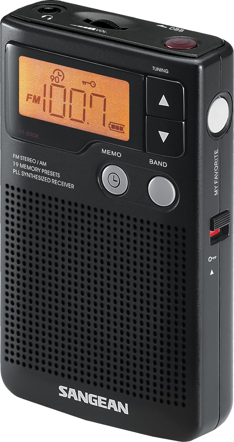 Sangean DT-200X FM-Stereo/AM Digital Tuning Pocket Radio Black.