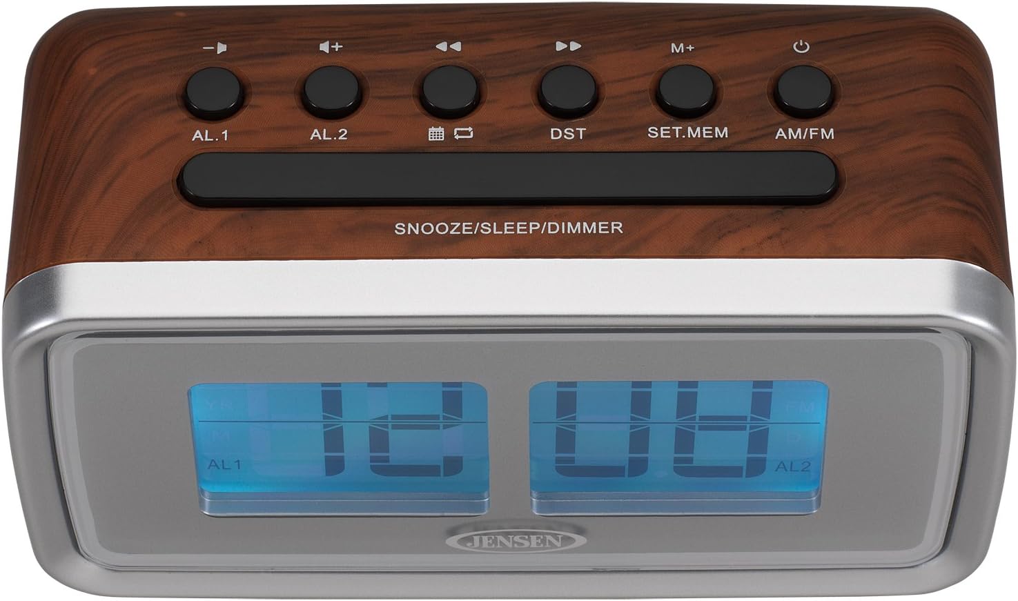 Jensen JCR-232 Clock Radio, Brown.