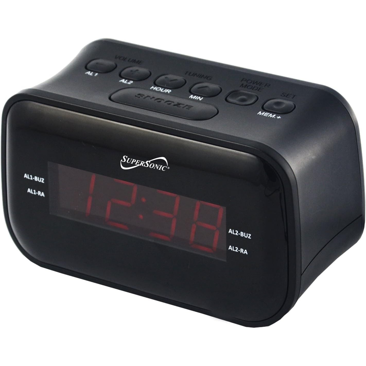 SuperSonic Bluetooth Digital Alarm Clock with AM/FM Radio, Alarm Clock ...