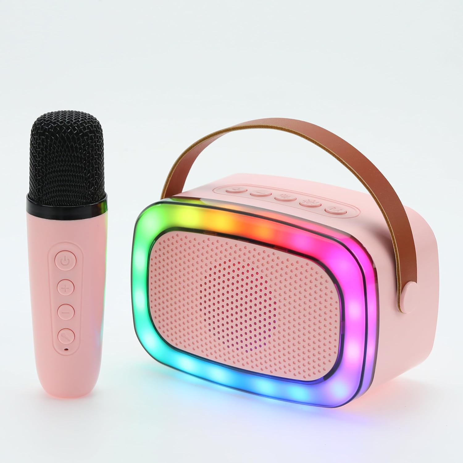 IQ Sound IQ-908K Mini Karaoke Bluetooth Speaker with Wireless Microphone, (Pink)