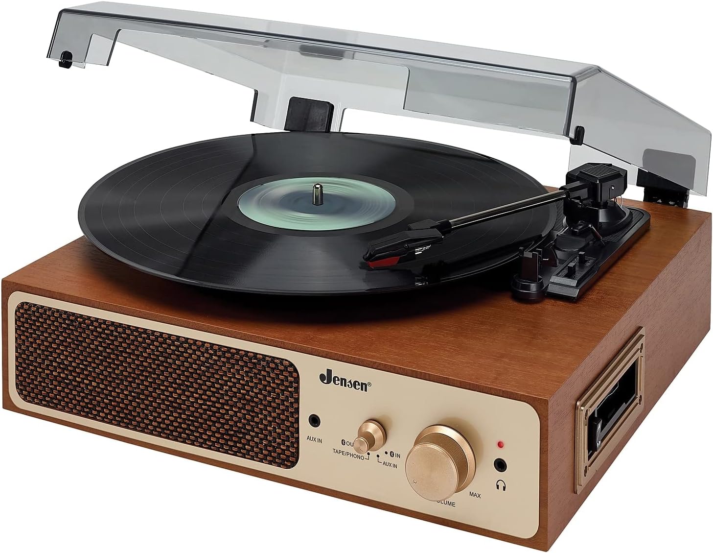 Jensen Stereo Turntable with Stereo Speakers and Dual Bluetooth Transmit/Receive (JTA-245)