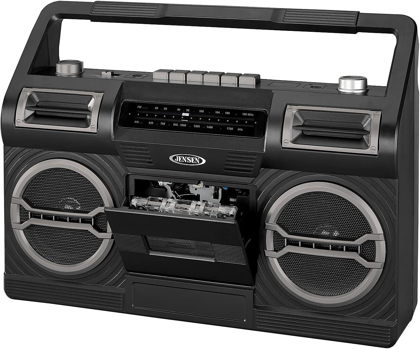 Jensen MCR-500 Portable AM/FM Radio Cassette Recorder/Player, Black