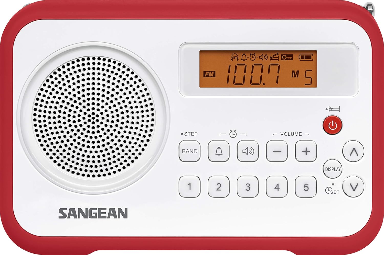 Sangean PR-D18RD AM/FM/Portable Digital Radio with Protective Bumper (White/Red)