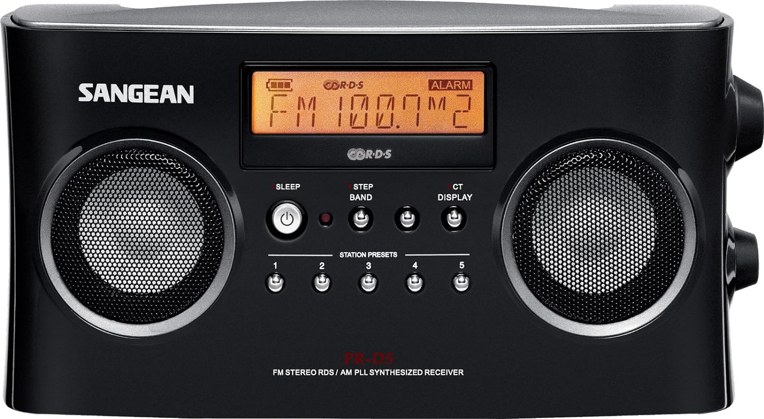 Sangean PR-D5BK AM/FM Portable Radio with Digital Tuning and RDS (Black).