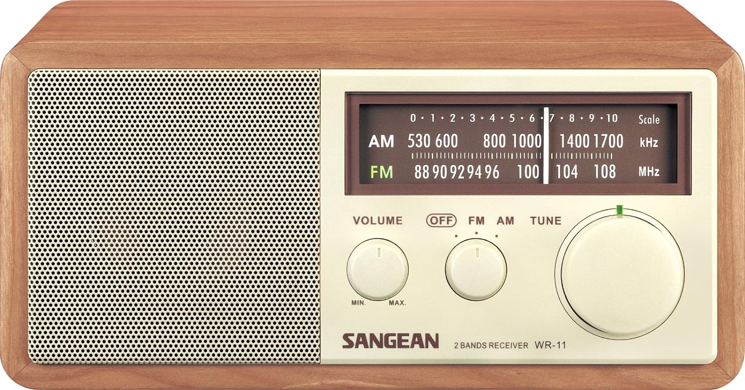 Sangean WR-11 Wood Cabinet AM/FM Table Top Analog Radio Wooden.