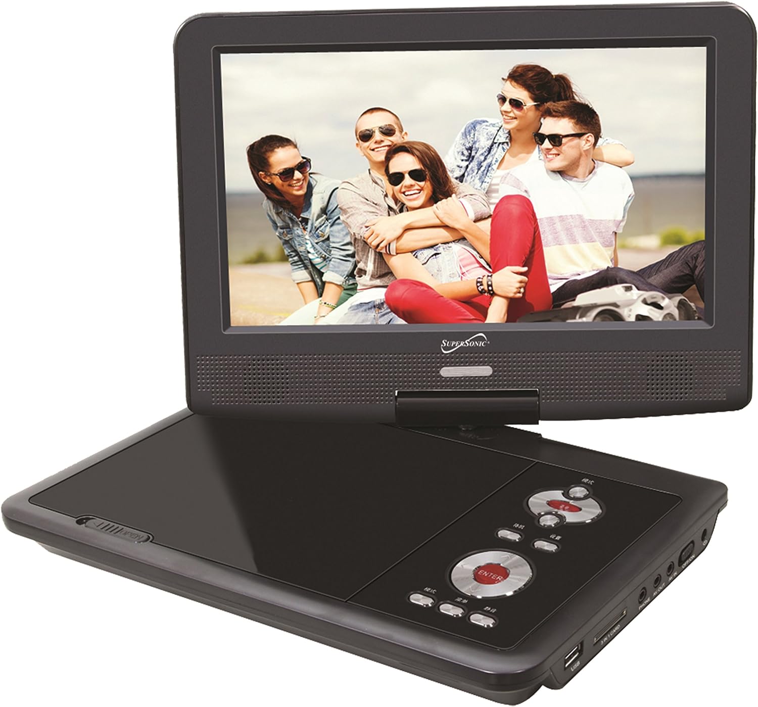 Supersonic SC-259A 9-inch DVD Player LCD Swivel Display with TV Tuner,