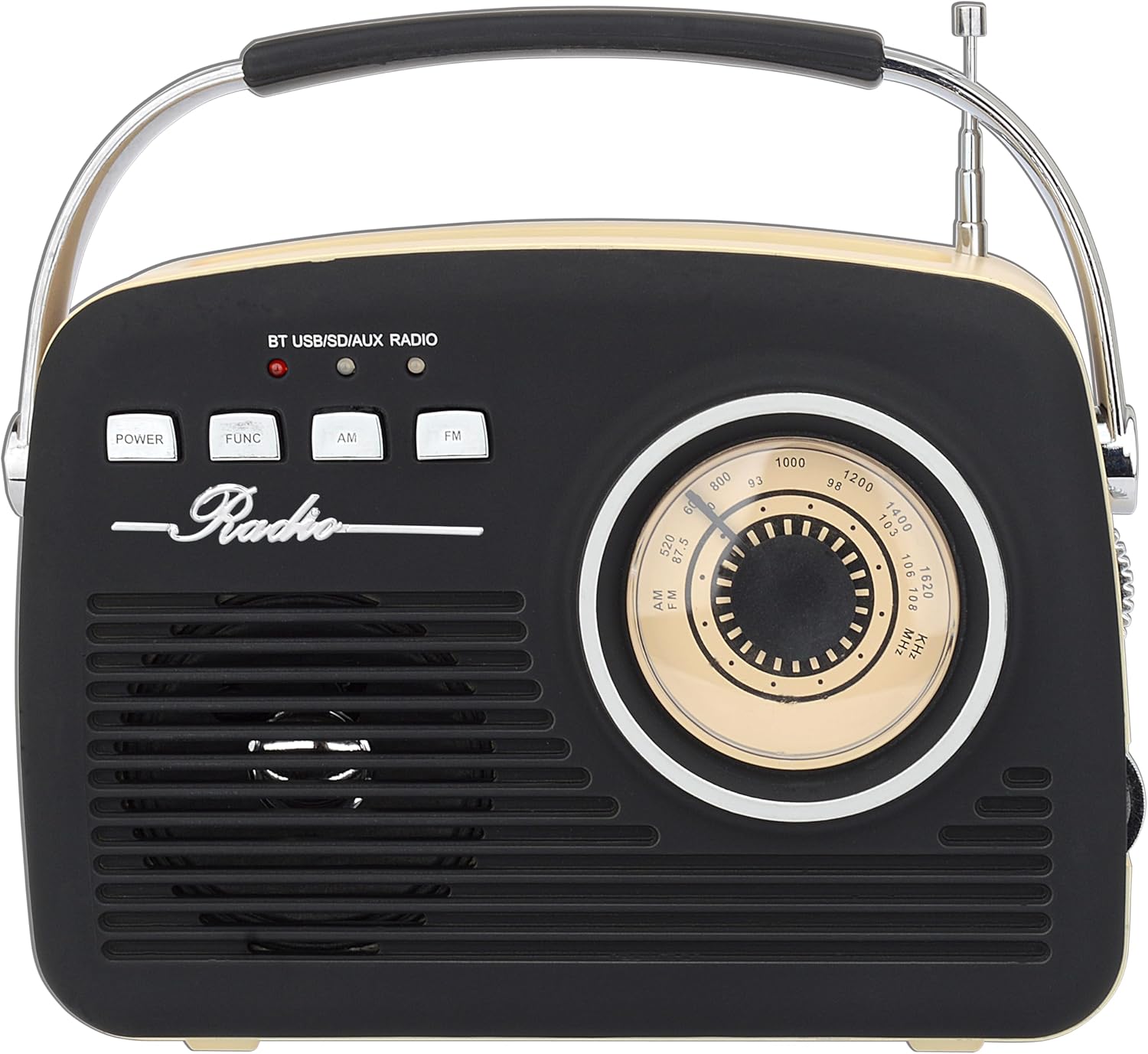 Supersonic SC-1201BT Retro Portable Bluetooth Speaker with Vintage Vibes, AM/FM Radio, USB/SD Card/AUX Inputs