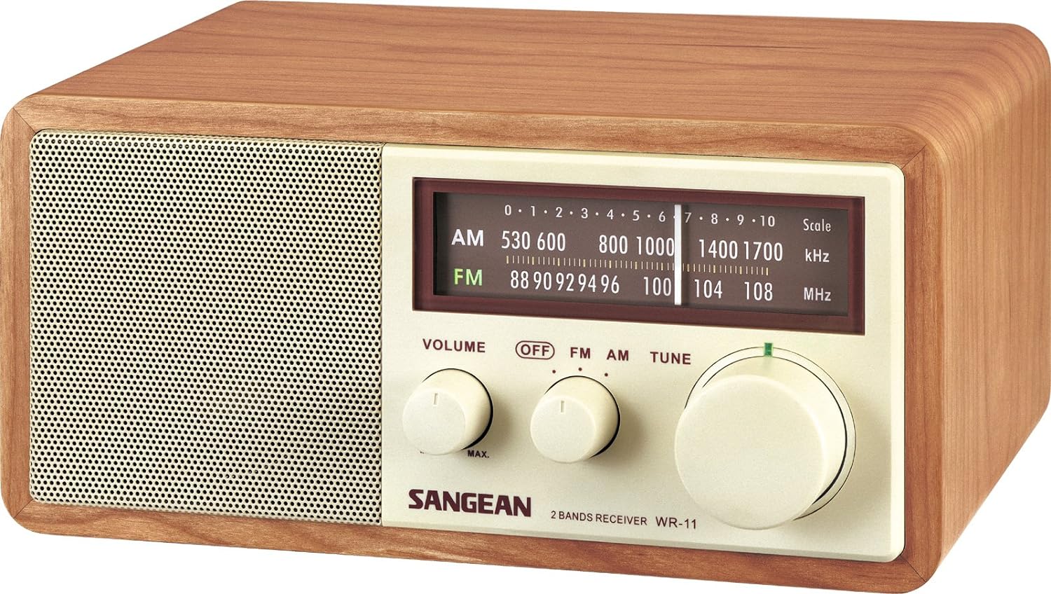 Sangean WR-11 Wood Cabinet AM/FM Table Top Analog Radio Wooden.