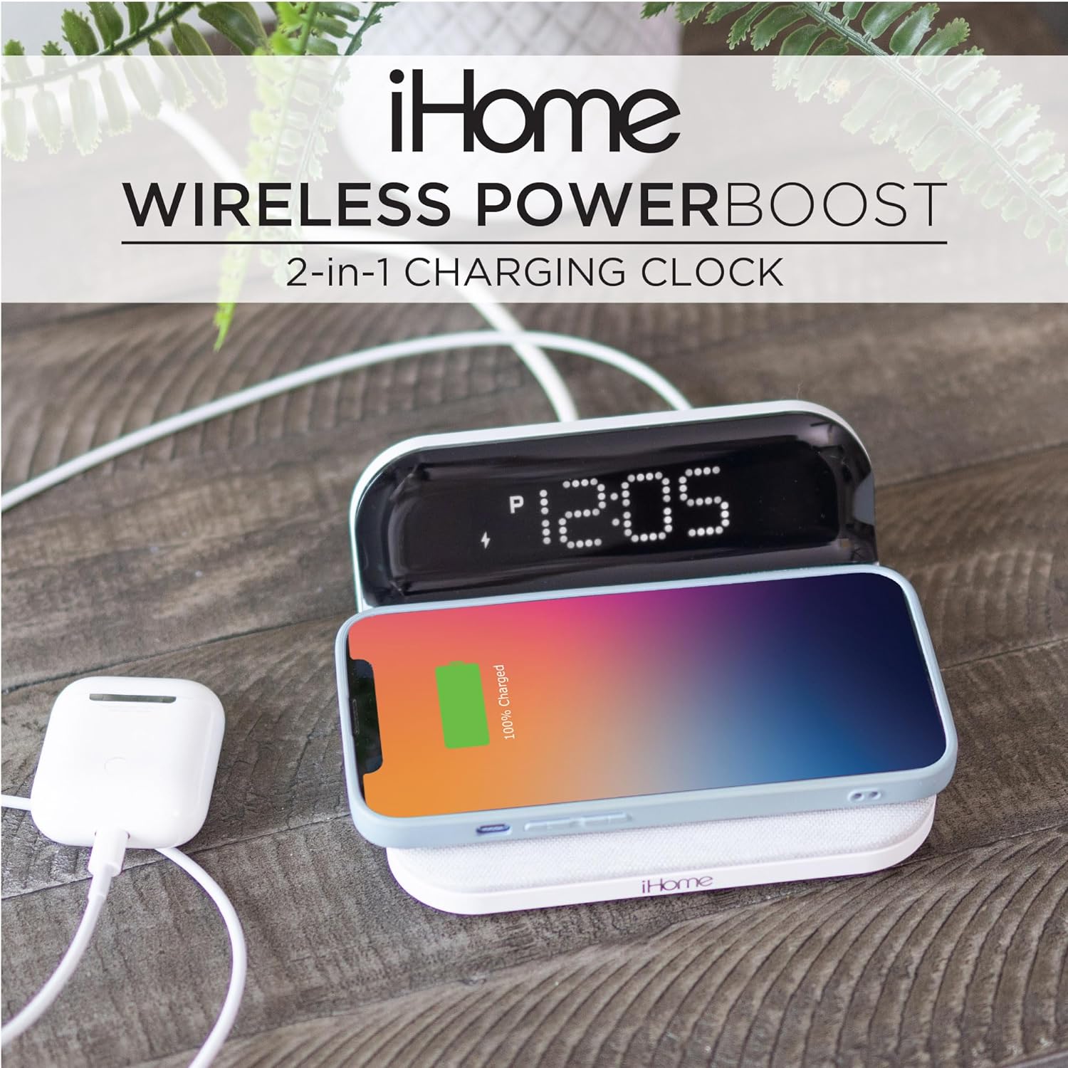 iHome iW18 Digital Alarm Clock, Dual Alarm Clock with USB Charger