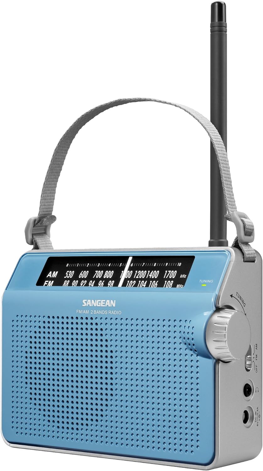 Sangean PR-D6BU AM/FM Compact Analog Portable Radio Blue.