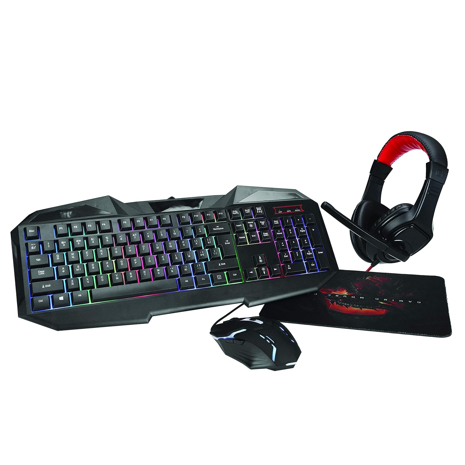 Supersonic SC-440GK 4 in 1 RGB Color Gaming Kit USB Gaming Keyboard, 6D Glowing Mouse, Mouse Pad and Headset Gaming Bundle