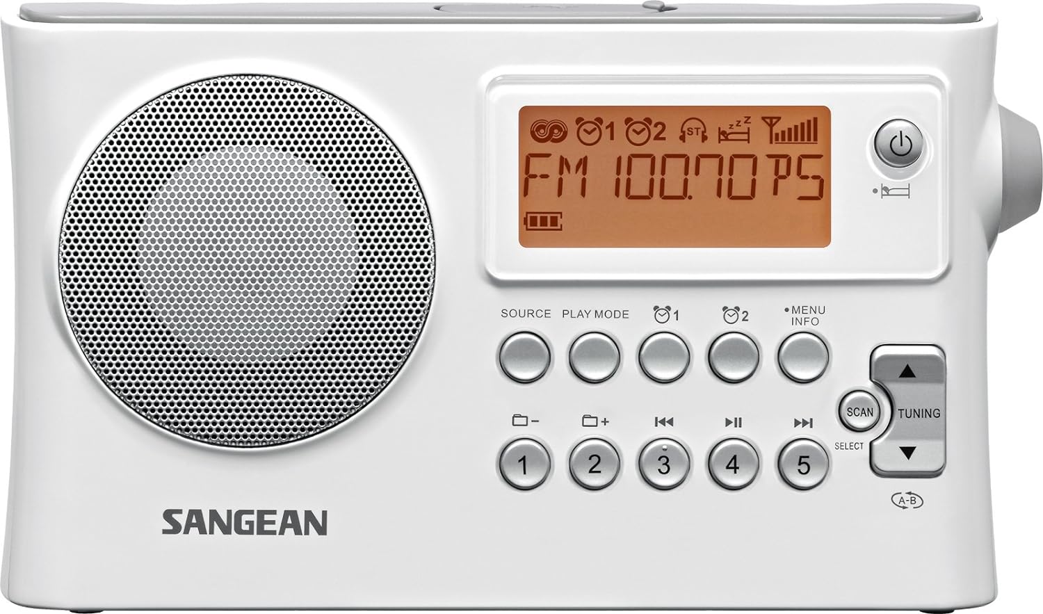 Sangean PR-D14 AM / FM-RDS Portable Radio with USB MP3 / WMA Playback (White).