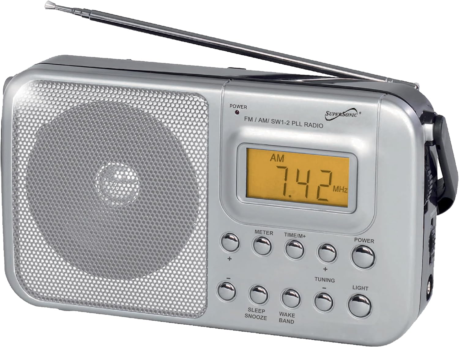 Supersonic SC-1091 4 Band AM/FM Portable Radio with Digital LCD Display,