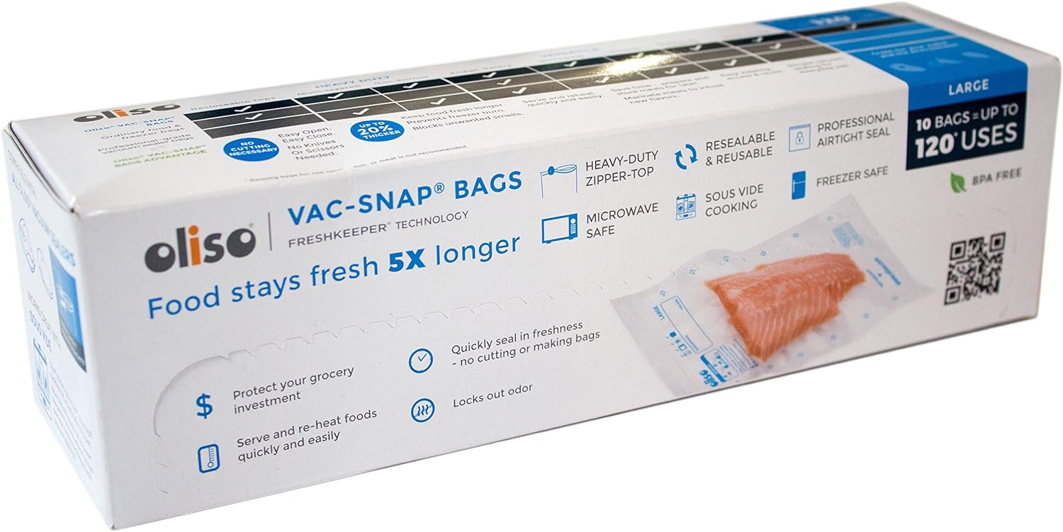 Oliso Pro VAC-SNAP Food Storage Bags for Oliso Vacuum Sealers (Large)