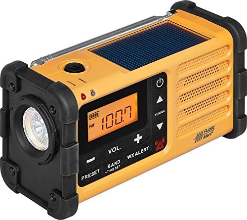 Sangean MMR-88 AM/FM/Weather+Alert Emergency Radio. Solar/Hand Crank/USB/Flashlight  Siren  Smartphone Charger yellow.