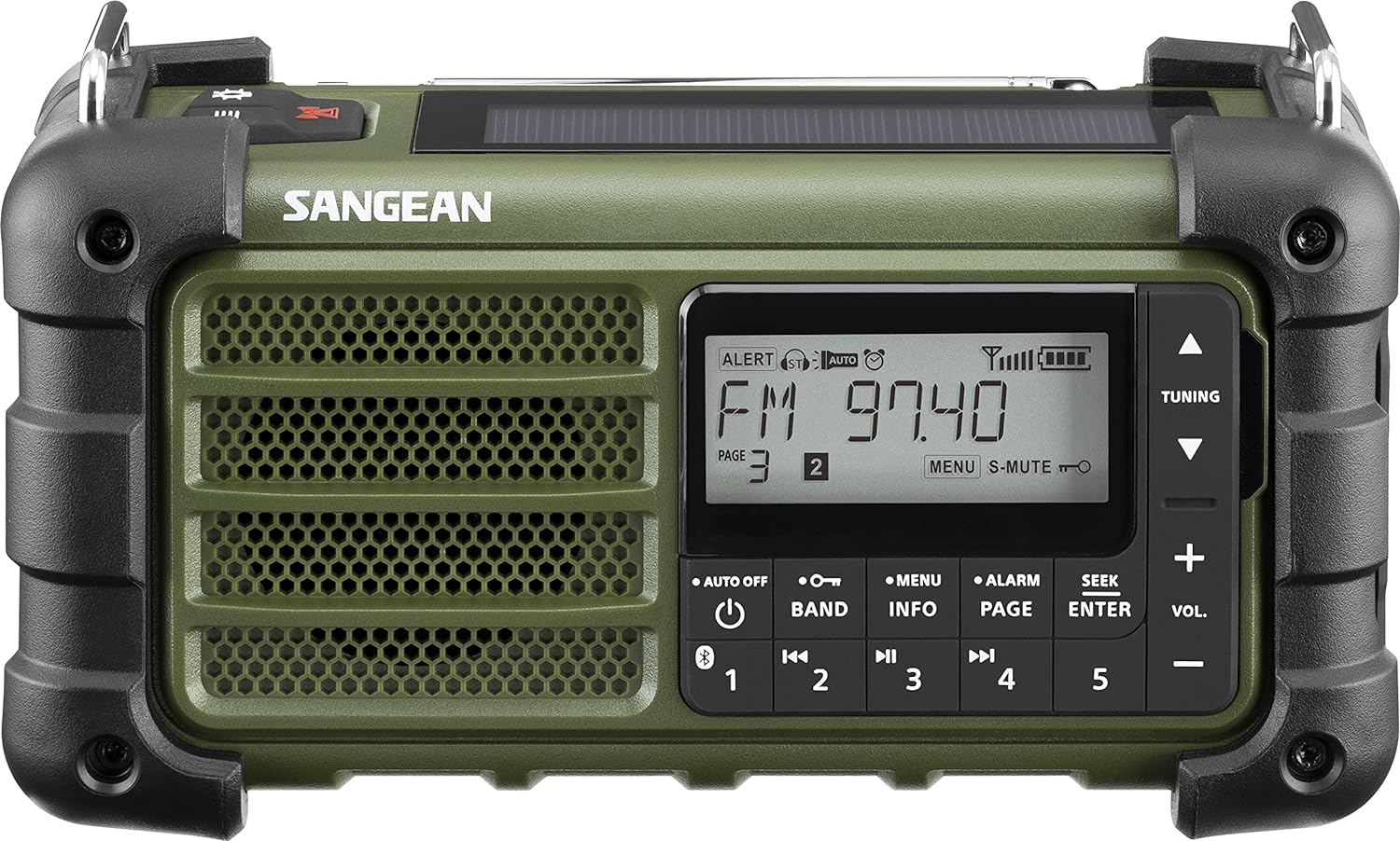 Sangean MMR-99 AM/FM-RBDS/Bluetooth/AUX/Weather/Multi-Powered Digital Tuning Emergency Radio  Forest Green.