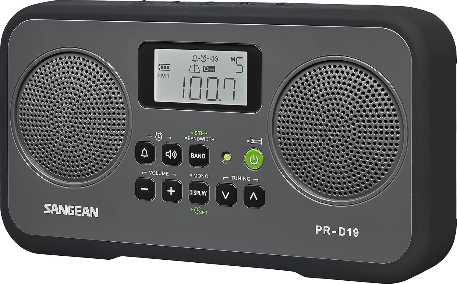 Sangean PR-D19BK FM Stereo/AM Digital Tuning Portable Radio with Protective Bumper (Gray/Black).