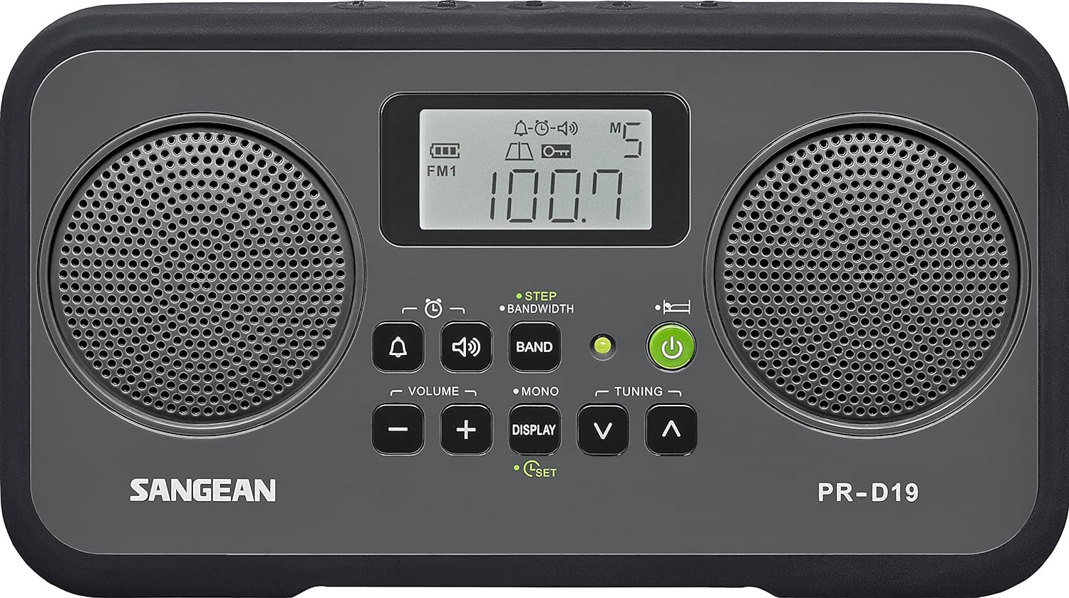 Sangean PR-D19BK FM Stereo/AM Digital Tuning Portable Radio with Protective Bumper (Gray/Black).